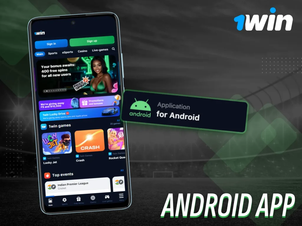The 1win mobile app for Android devices.