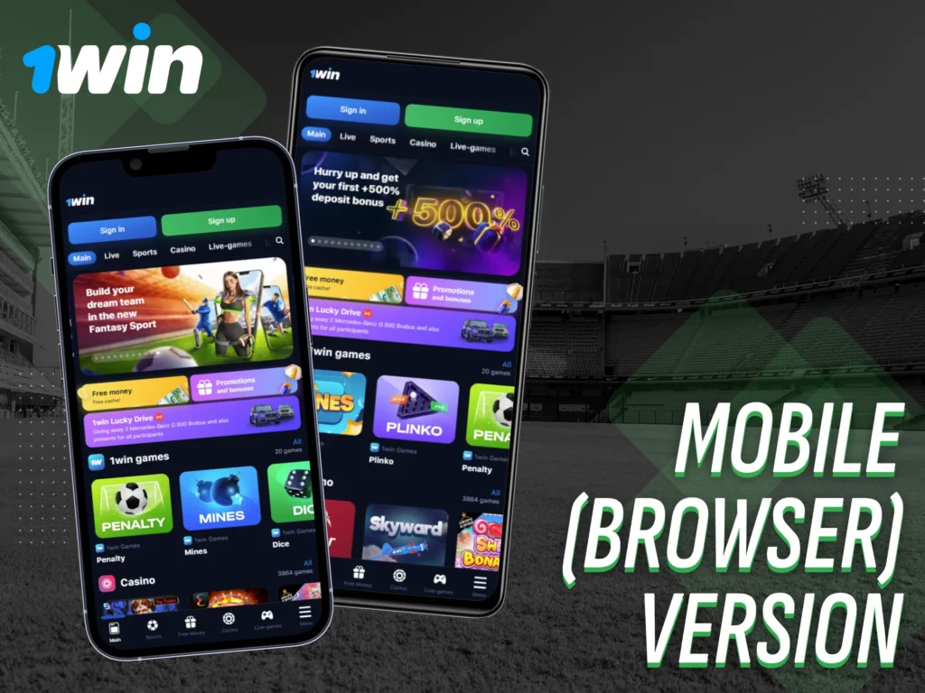 Bet on the go using the mobile browser version of 1win.