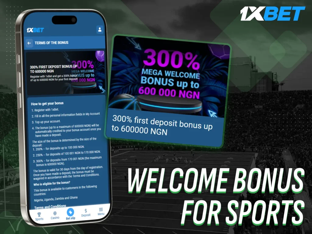 Claim the 1xbet Nigeria welcome bonus when you start betting on sports.
