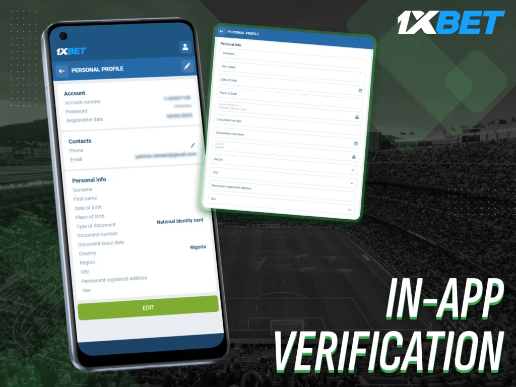 Verify your identity easily using the in-app feature on 1xbet Nigeria.