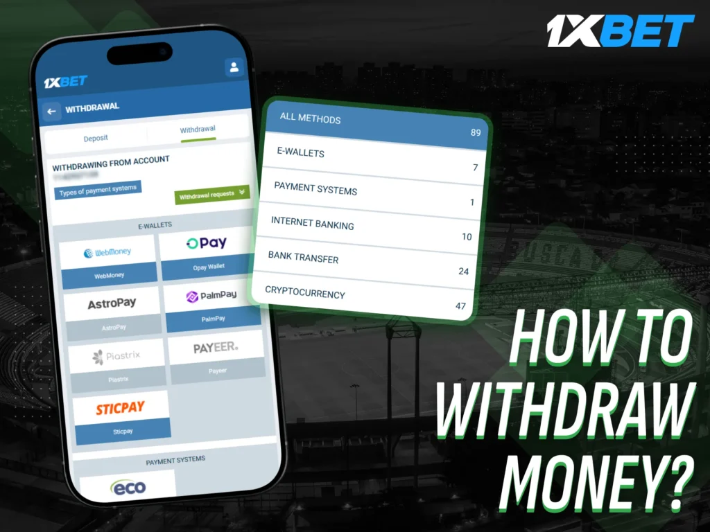 Withdraw your winnings quickly and securely from the 1xbet app.