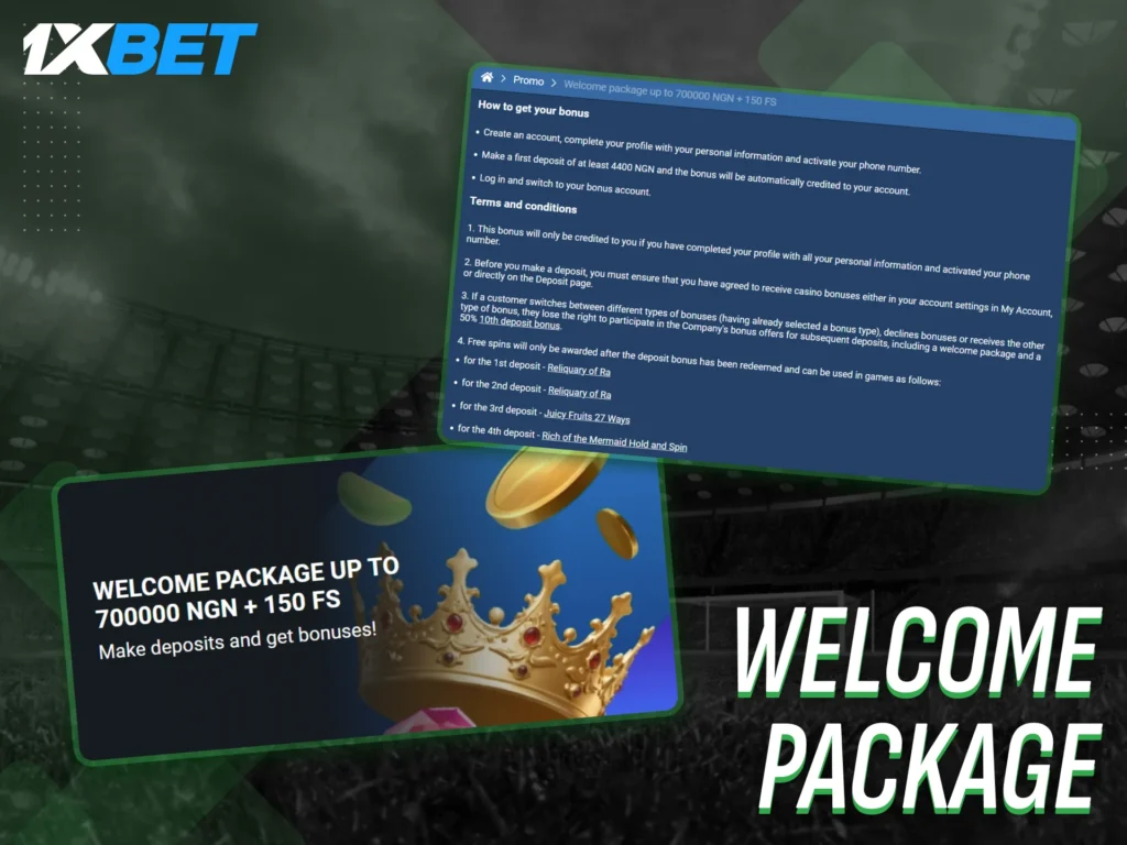 Get more value from the full Welcome Package at 1xBet.