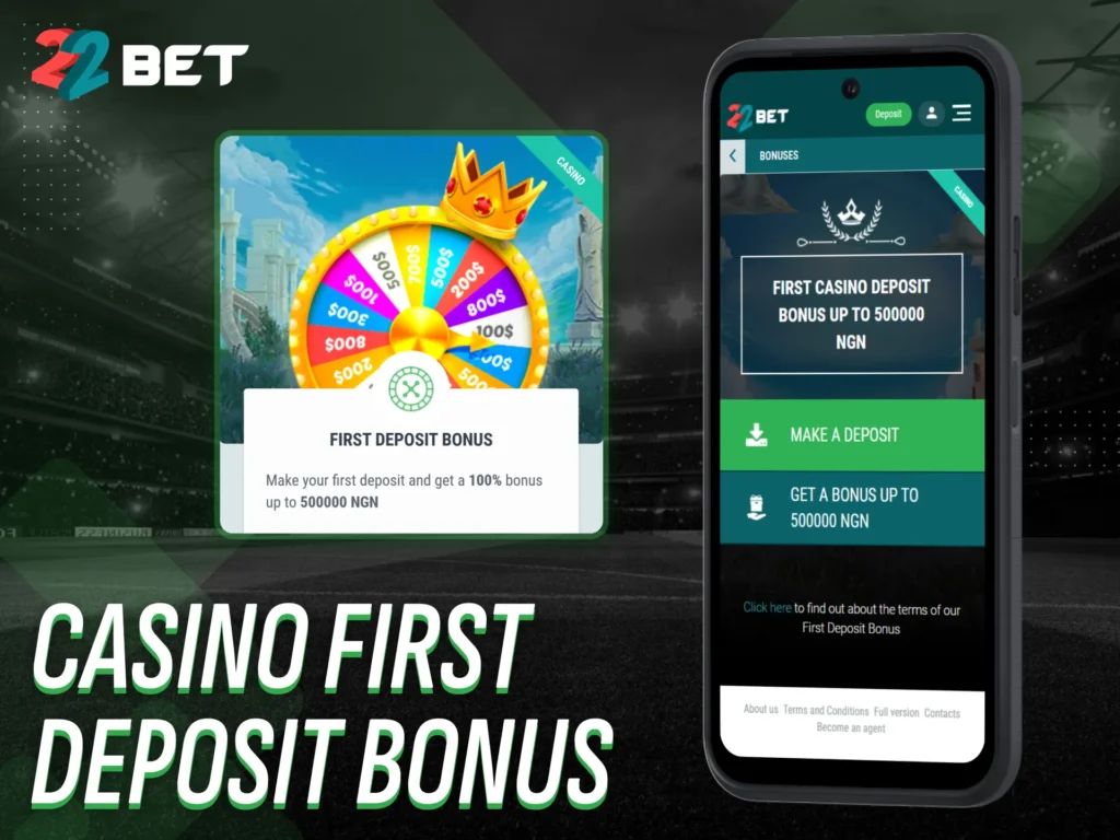 Get rewarded with a casino first deposit bonus at 22bet.