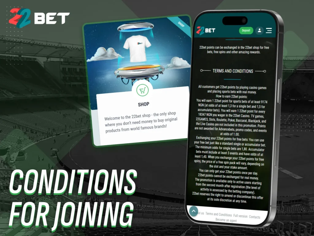 Review eligibility conditions to join the 22bet VIP program.