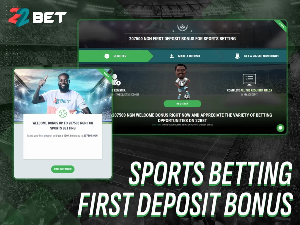 Get started with the Sports Betting First Deposit Bonus at 22bet.