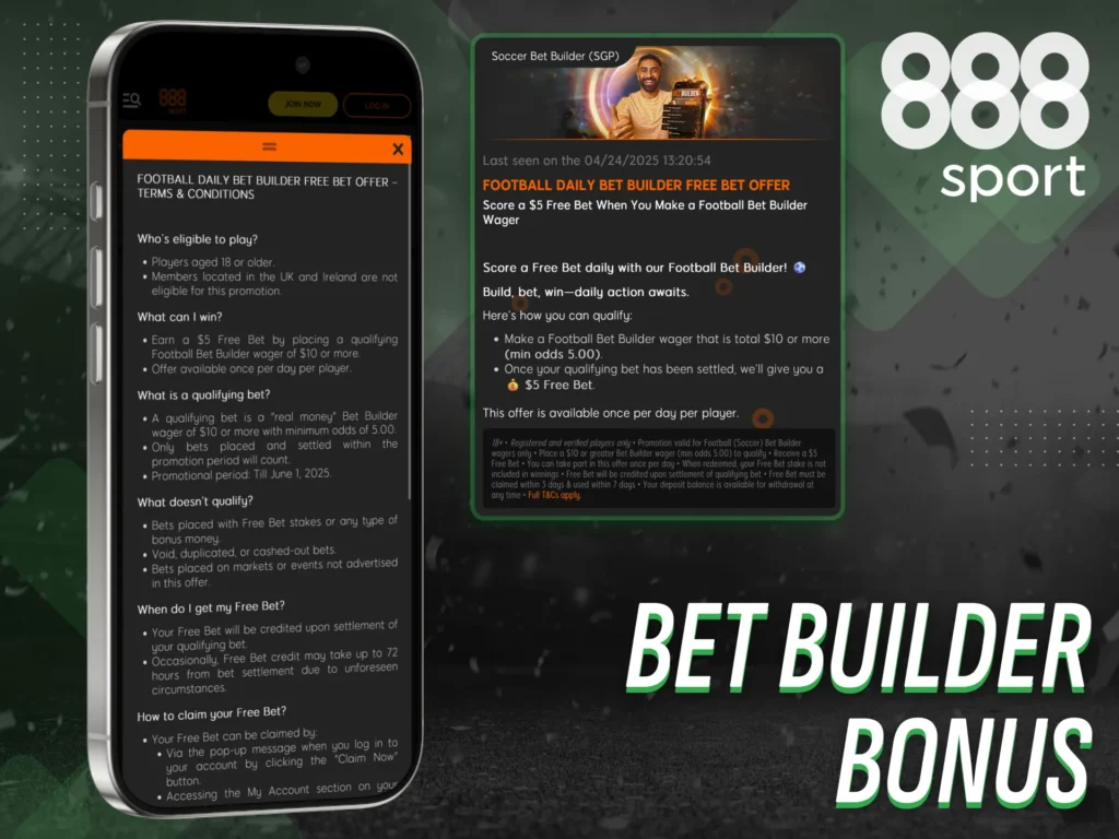 Use the Bet Builder bonus to customize your bets on 888sport.
