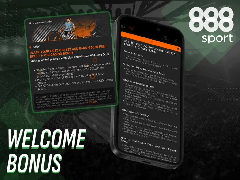Enjoy a welcome bonus when signing up with the 888sport Nigeria app.