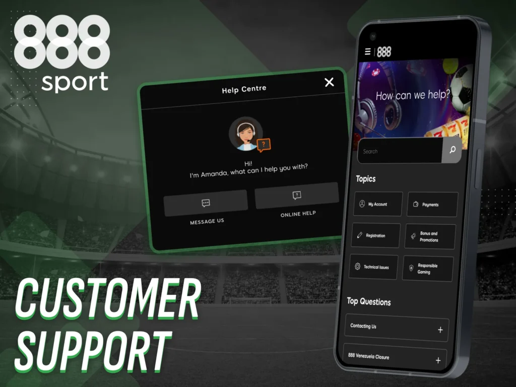 Evaluate the 888sport customer support within the app environment.