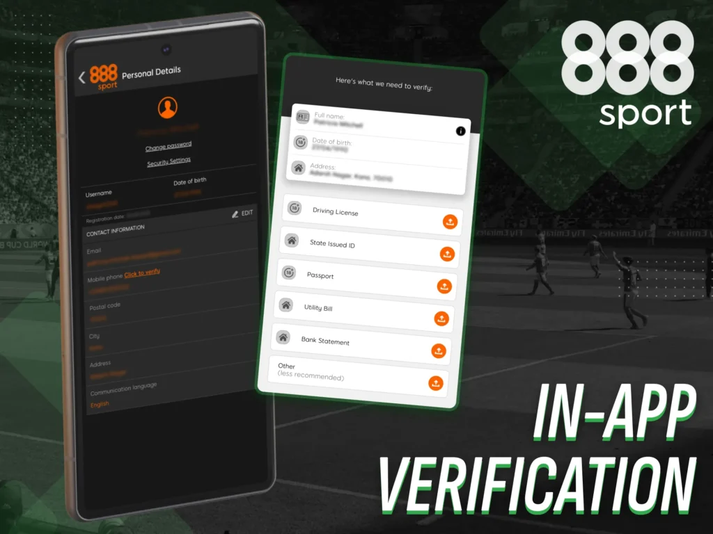 Verify your 888sport Nigeria account using the built-in in-app process.