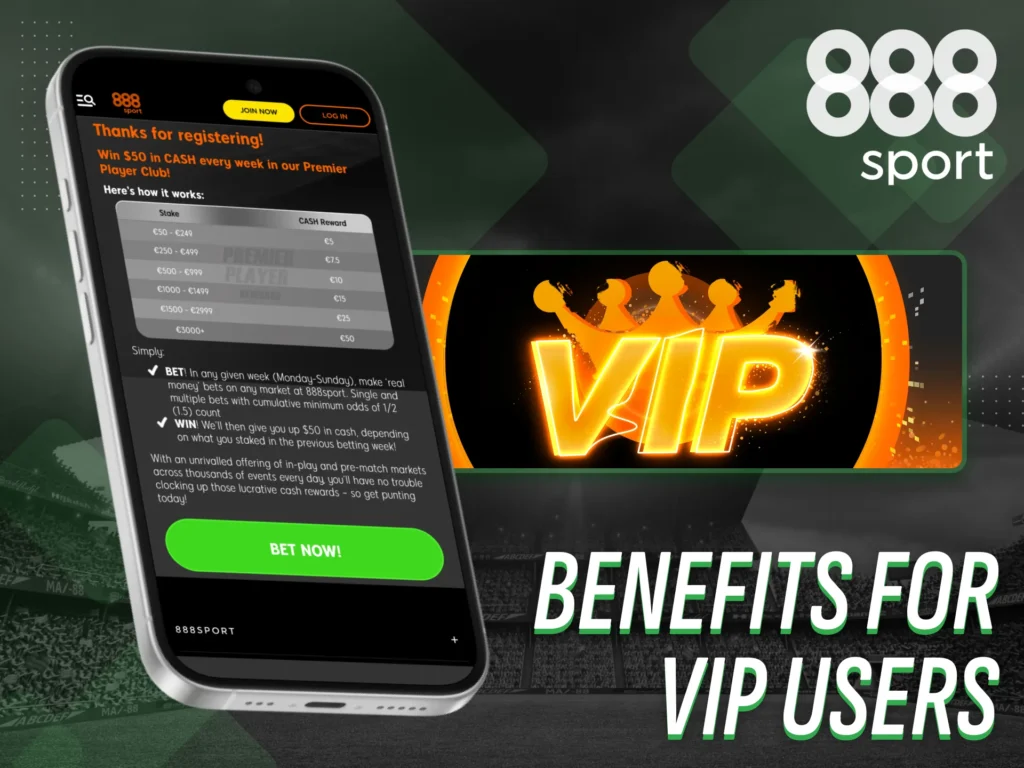 Enjoy exclusive rewards and support as a VIP 888sport user.