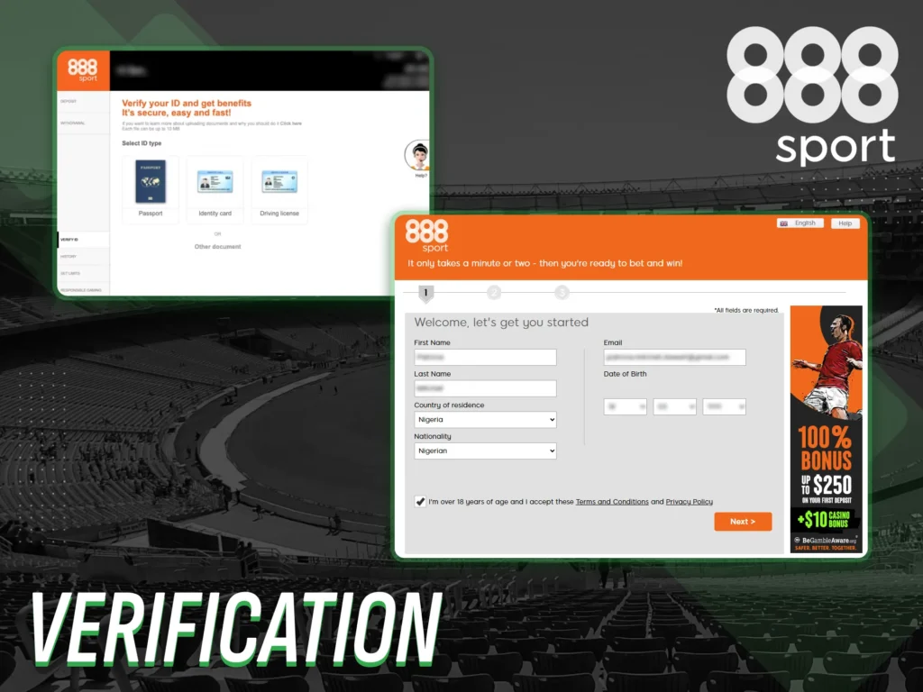 Complete verification to activate your 888Sport account.