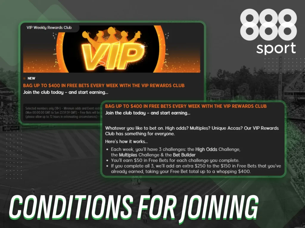 Check the requirements to join the VIP Program at 888Sport.