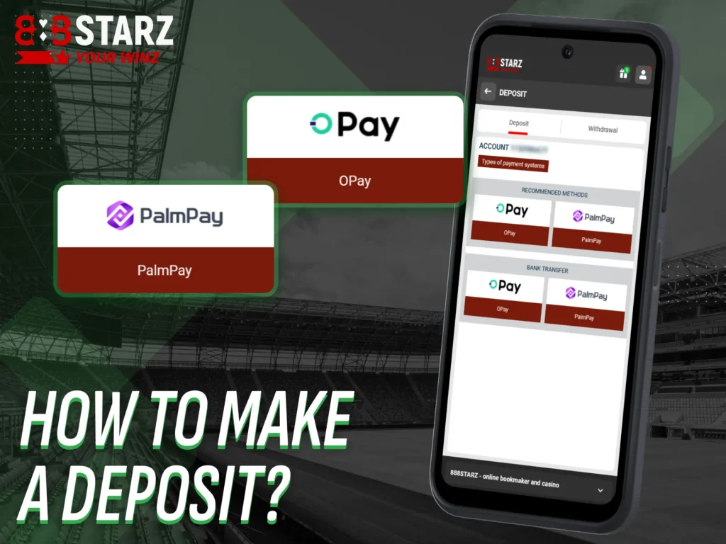 Easily deposit funds through the 888starz mobile application.