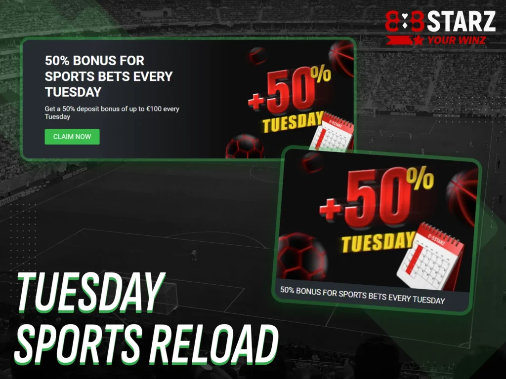 Boost your bets with the Tuesday Sports Reload promotion.