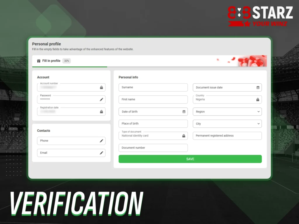 Verify your account to ensure secure access on 888starz.