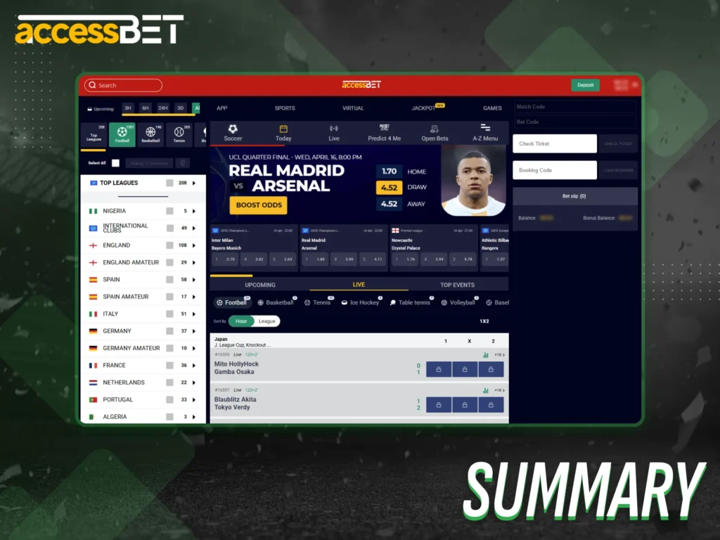View the full overview of AccessBet Nigeria’s features.