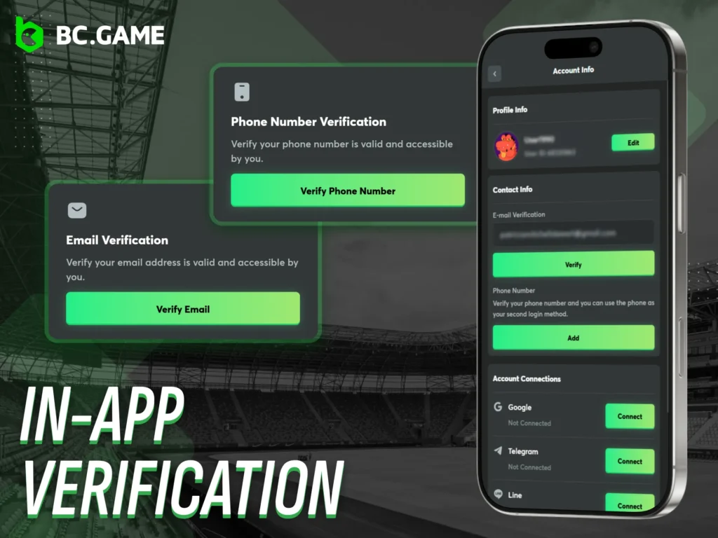 Complete your BC Game app verification easily within a few steps.