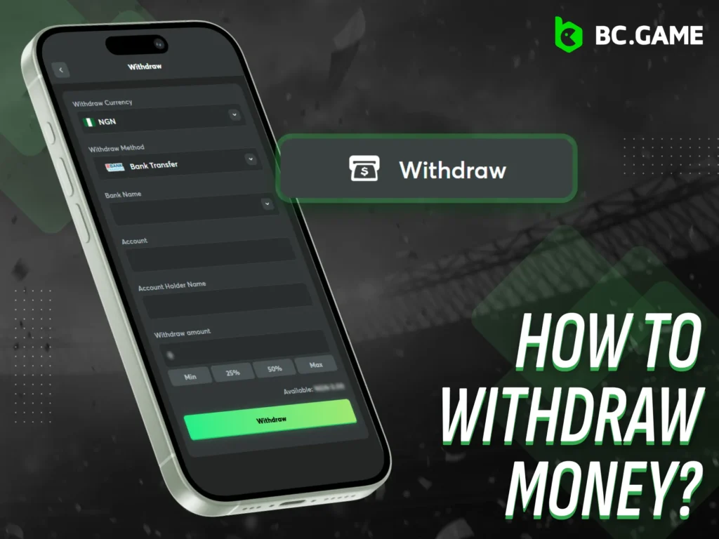 Withdraw your BC Game winnings quickly and securely.