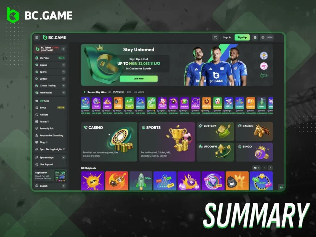Get a complete summary of BC Game's features and offers.