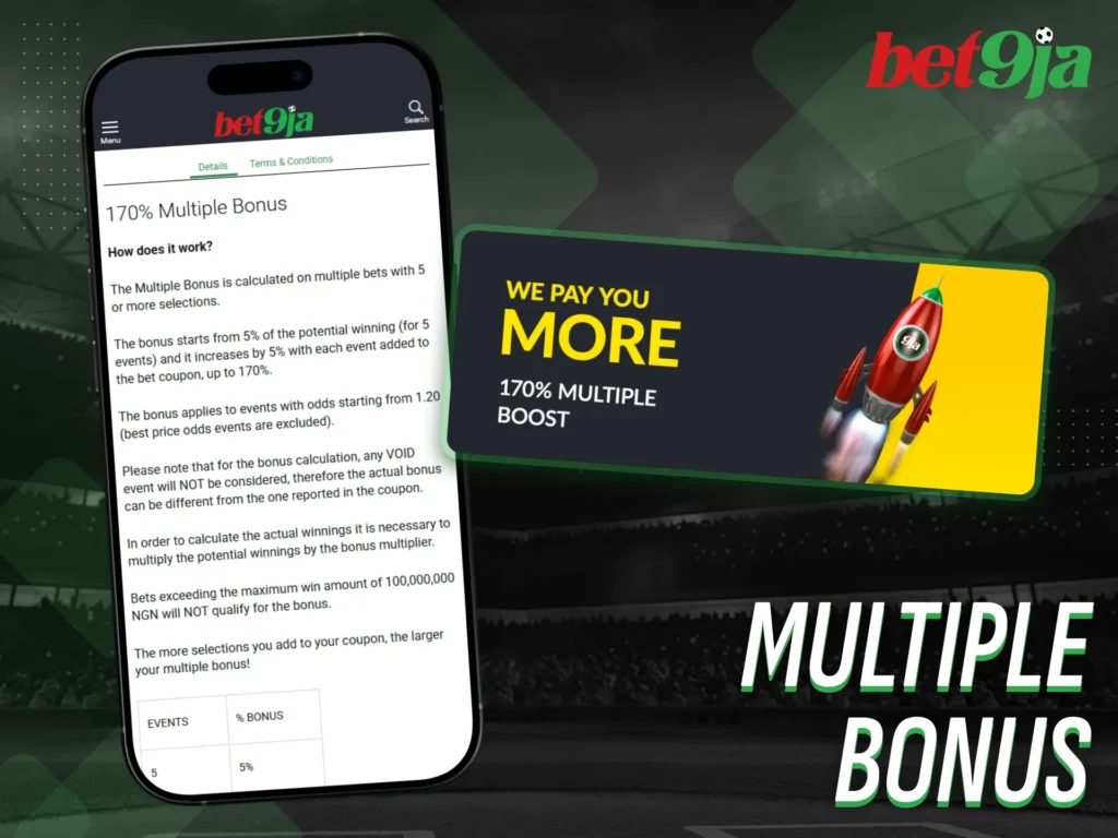 Enjoy multiple bonuses offered through the Bet9Ja mobile app.