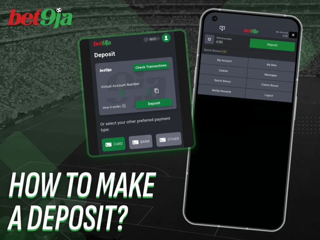 Deposit money safely via the Bet9Ja mobile app.