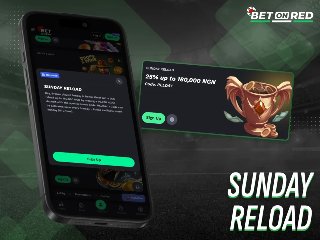 Activate Sunday reload offers using your Betonred mobile app.