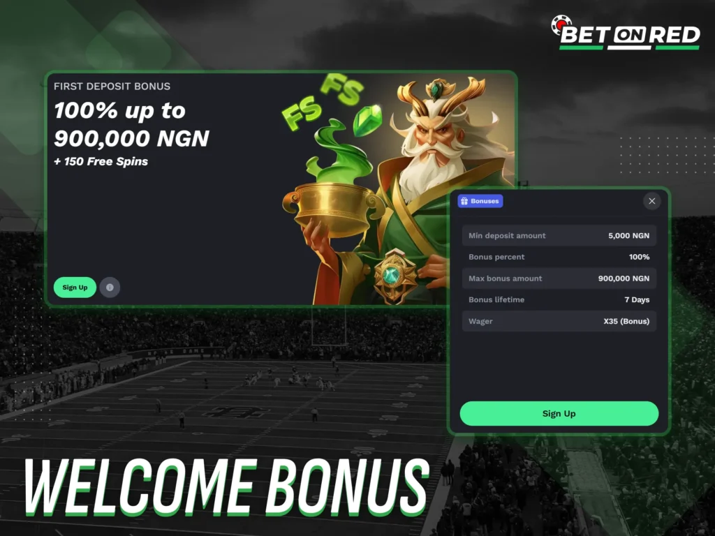 Claim the Welcome Bonus at Betonred Nigeria when you sign up.
