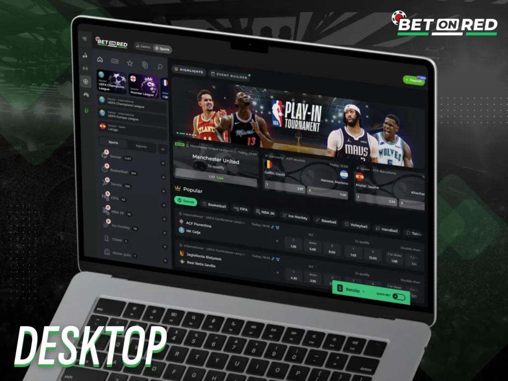 Use Betonred’s desktop version for a complete betting experience.