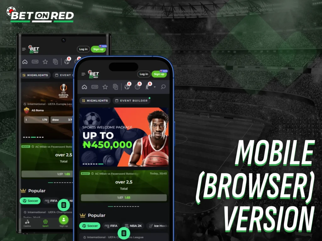 Bet on the go using the mobile browser version of Betonred.