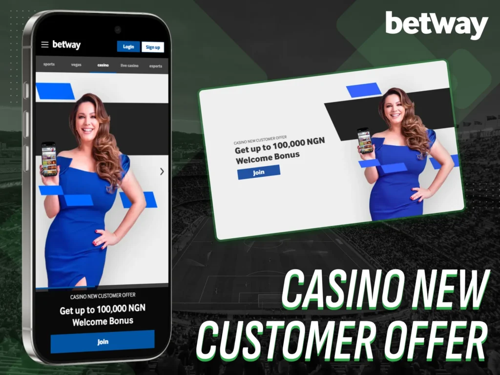 Receive a special casino welcome bonus by using the Betway app.