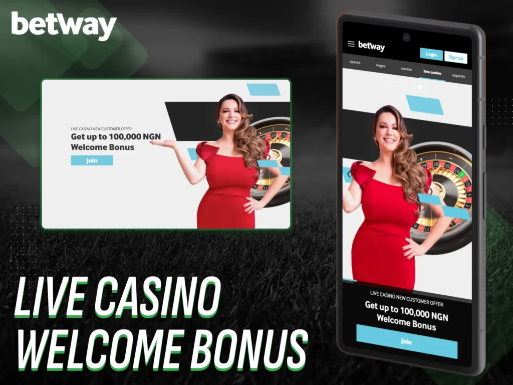 Join Betway live casino games and claim the welcome bonus in-app.