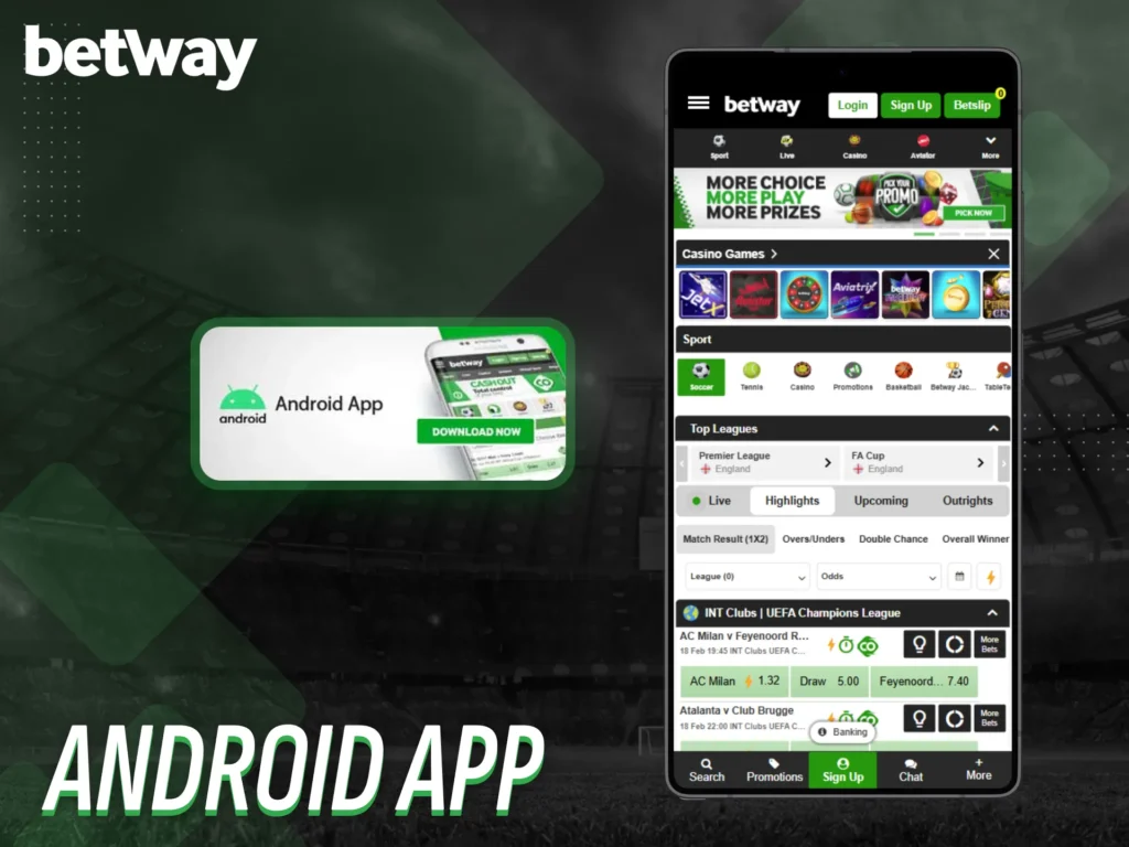 Download the Betway app for Android directly from the official website.