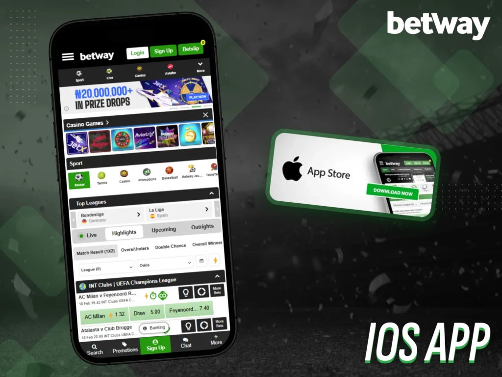 Install the Betway iOS app from the App Store on your device.