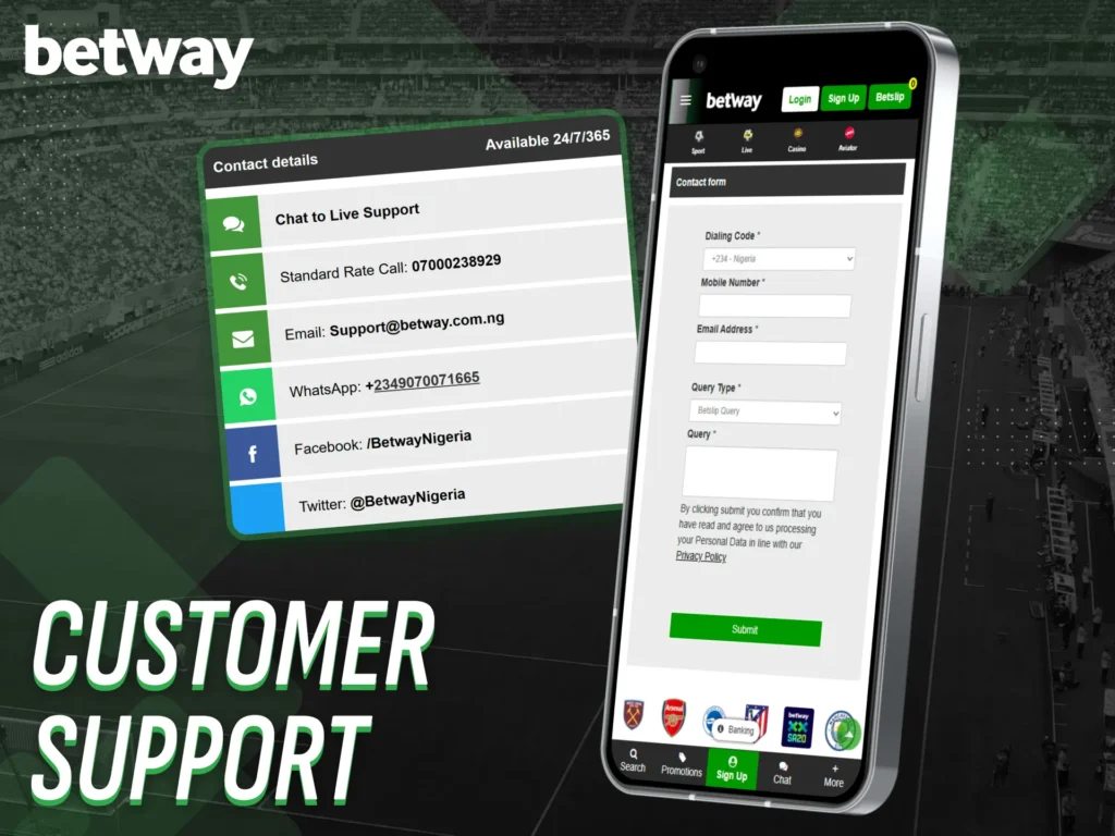 Rate Betway’s customer support directly within the mobile app.